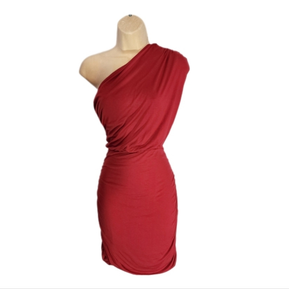 Lush Dress One Shoulder Rushed Mini Red Size L